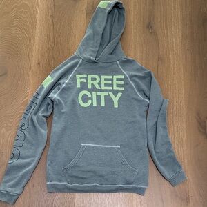 Freecity Gray and Light Green Women's Hoodie